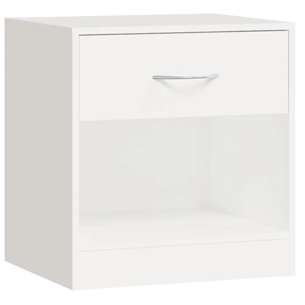 Set di 2 Comodini | Armadio da Notte | Mobiletto da notte con Cassetto Bianchi