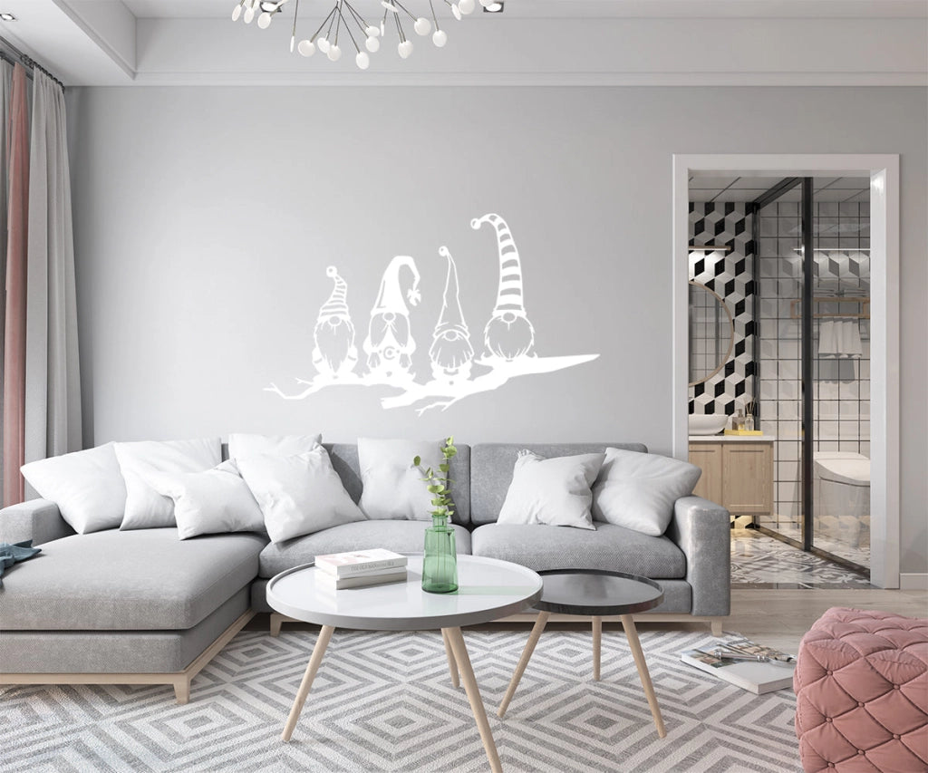 GNOMES - Adesivo murale wall sticker in vinile 55x100 cm Colore: bianco