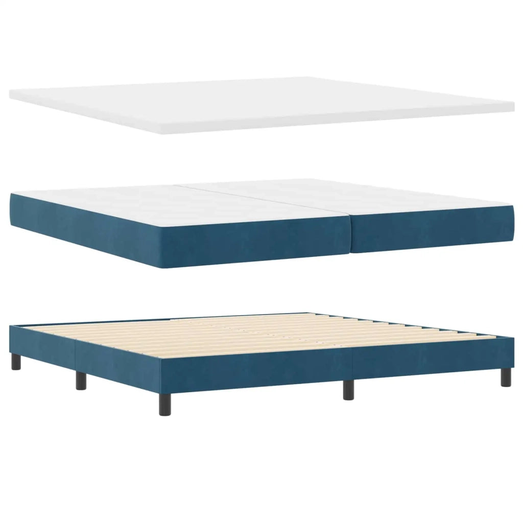 Letto a Sorgente LED con led Blu Scuro 200 x 200 cm Velluto
