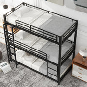 Letto a castello 90x200 cm triplo con scala e sponde in metallo