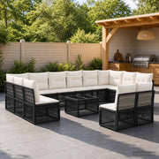 Set Divano da Giardino 13 pz Nero polyrattan 3434383