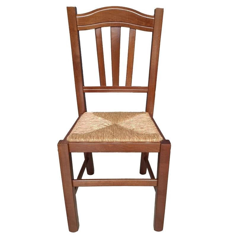 SET 2PZ SEDIE IN LEGNO MASSELLO CON SEDUTA IN PAGLIA E SCHIENALE ALTO LAVORATO -  COLORE NOCE 90X45X46 CM
