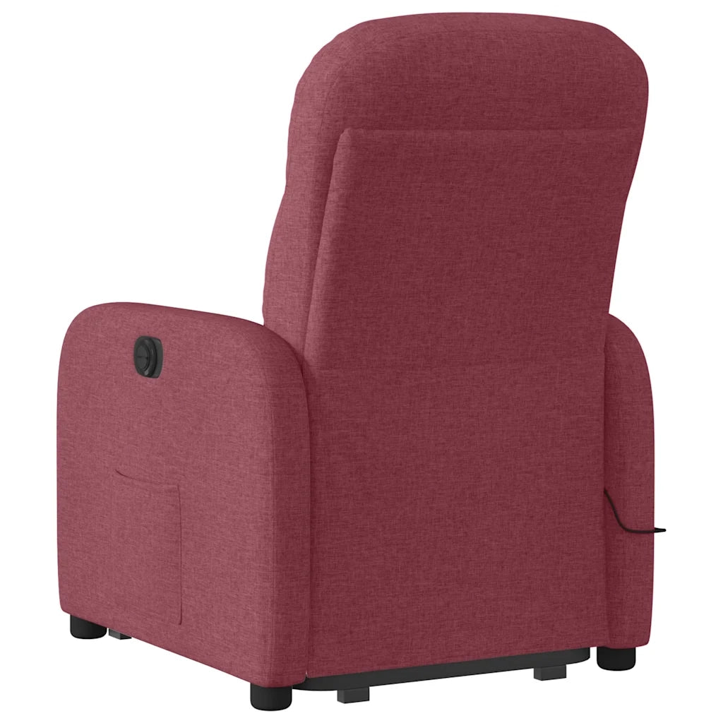 Poltrona Alzapersona Massaggio Reclinabile Rosso Vino Tessuto 3302985