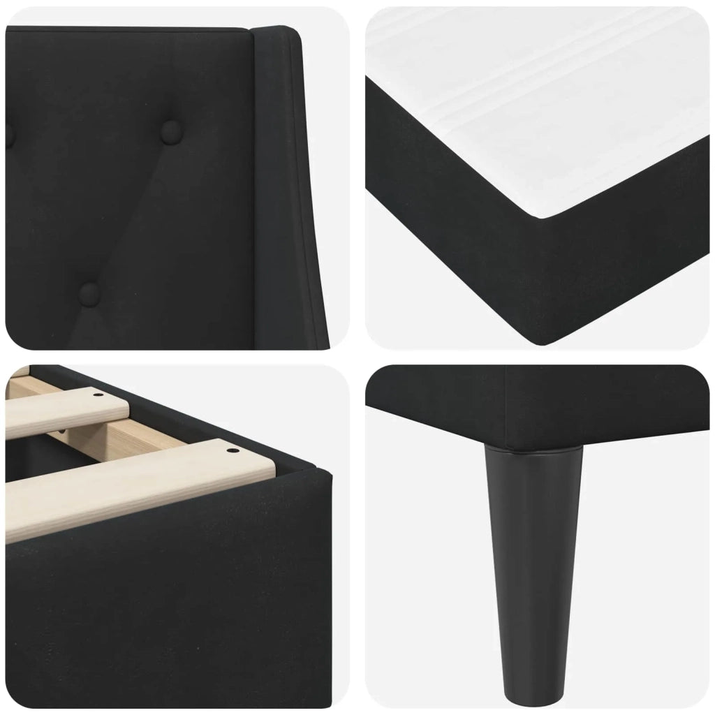 Struttura letto con materasso Nero 140 x 190 cm Velluto 3414799