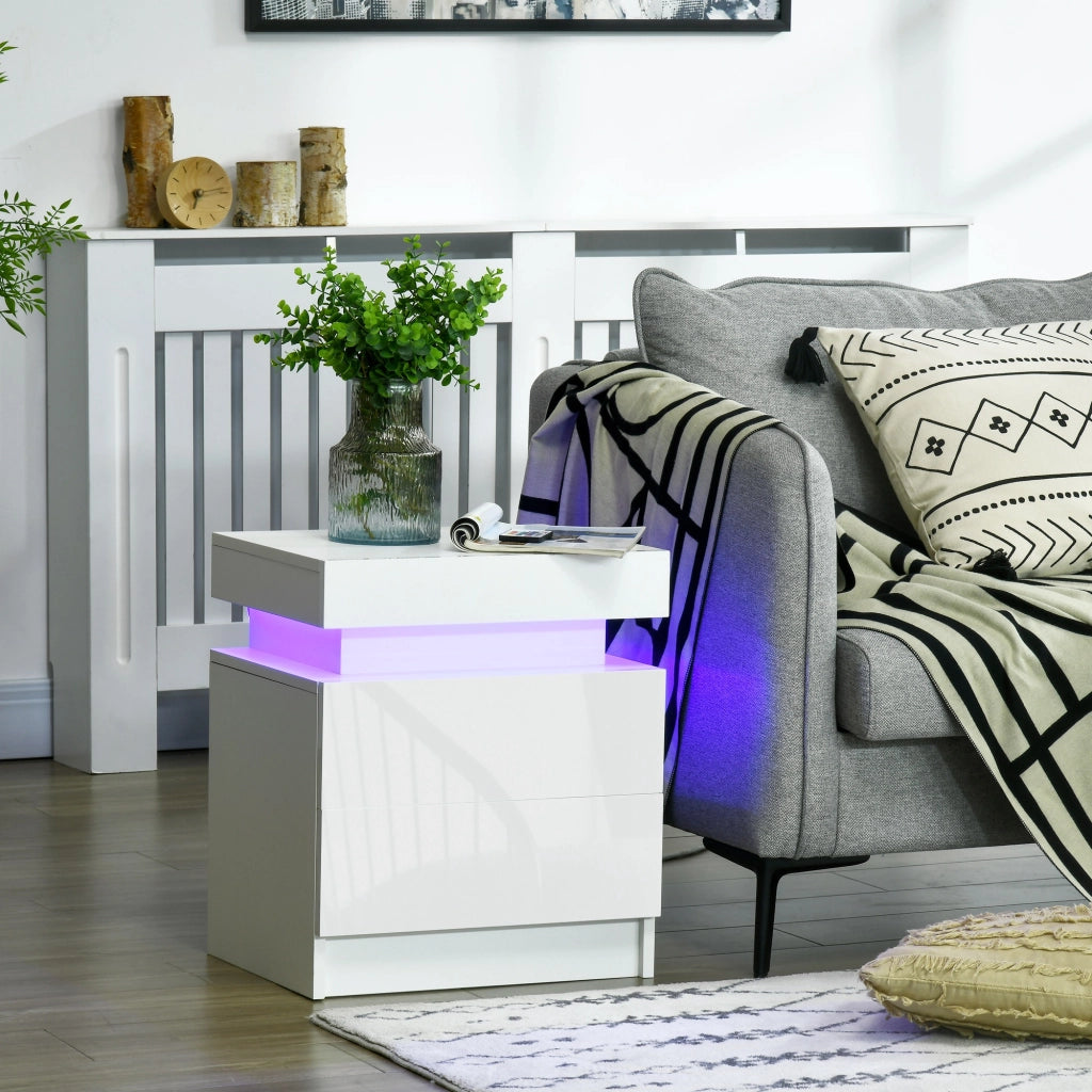 Comodino con luce LED RGB ¨C Minimal ¨C Bianco