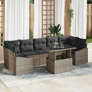 Set Divano da Giardino con cuscino 8 pcs Grigio polyrattan