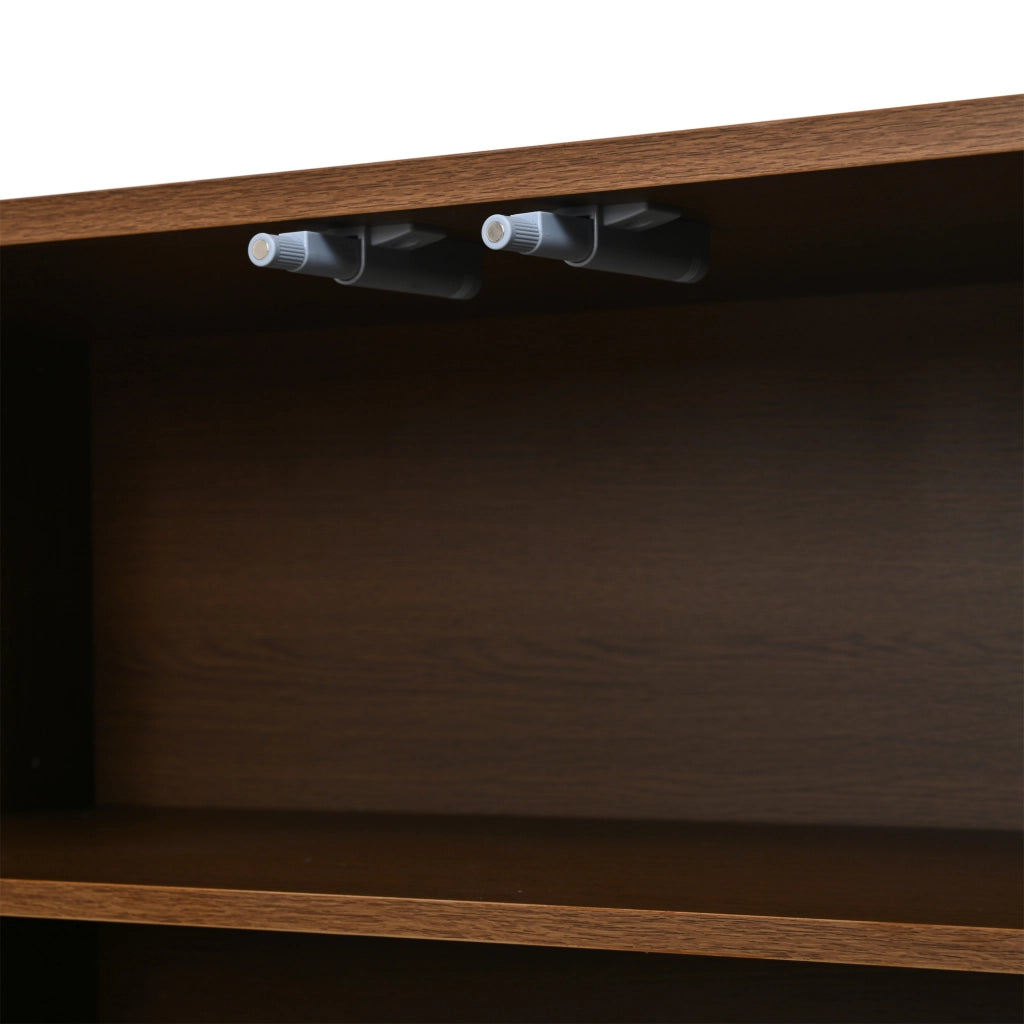 Credenza con 4 ante e ripiani regolabili in truciolato finitura noce e nero per cucina 160 × 35 × 80 cm