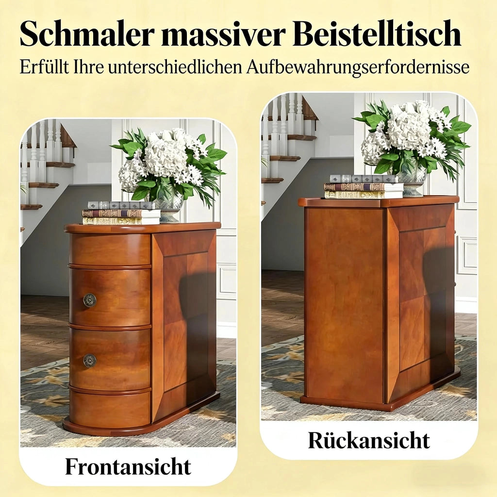 Tavolino da divano con 2 cassetti in legno color noce design ad arco rettangolare 60 × 27 × 60 cm