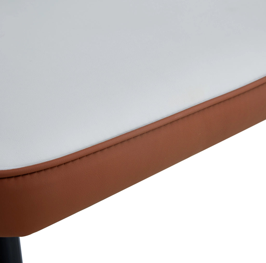 Set da 2 sedie da pranzo moderne con schienale in ecopelle bicolore grigio chiaro e marrone e gambe in metallo nero