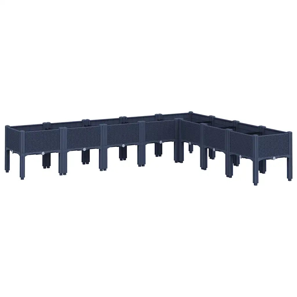 Fioriera rialzata design elegante terrazza giardino 200 x 160 x 42 cm in PP blu grigio 02_0047459