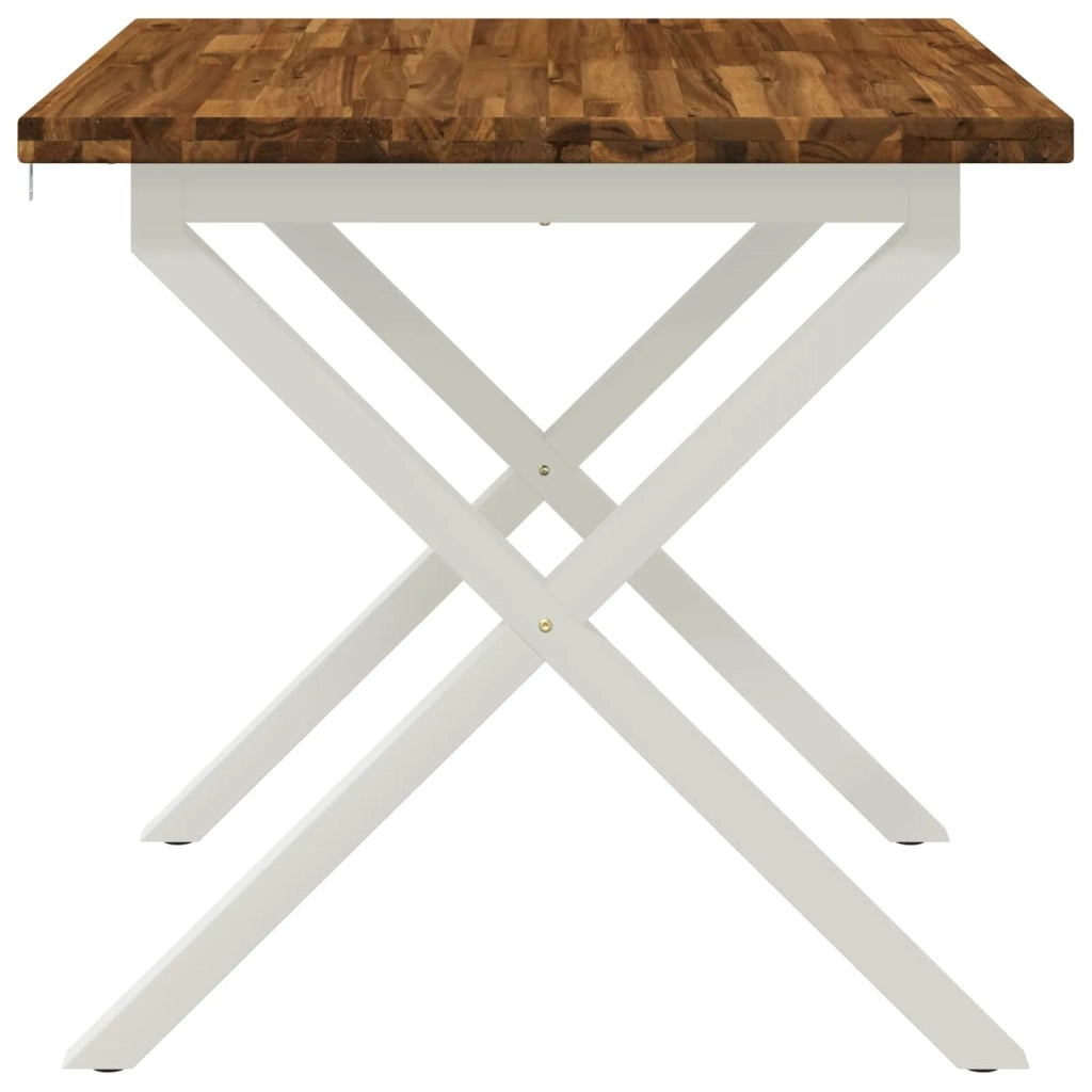 80 x 80 x 75 cm Legno di Acacia Massello Naturale e Bianco 938805