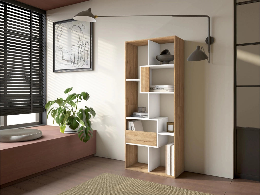Libreria scaffale, 162x67x31cm, Per libri, Rovere e bianco RF4115