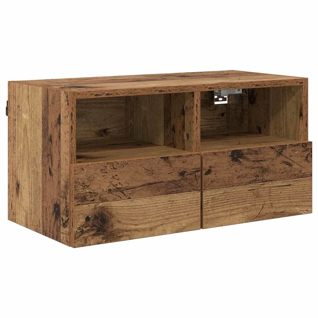 Mobile TV a parete dal design moderno con pratico vano contenitore 60 x 30 x 30 cm legno composito finitura legno anticato 02_0052784