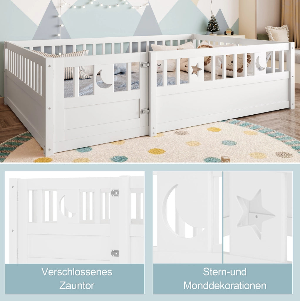 Letto per bambini con sponde, 140 x 190 cm, bianco