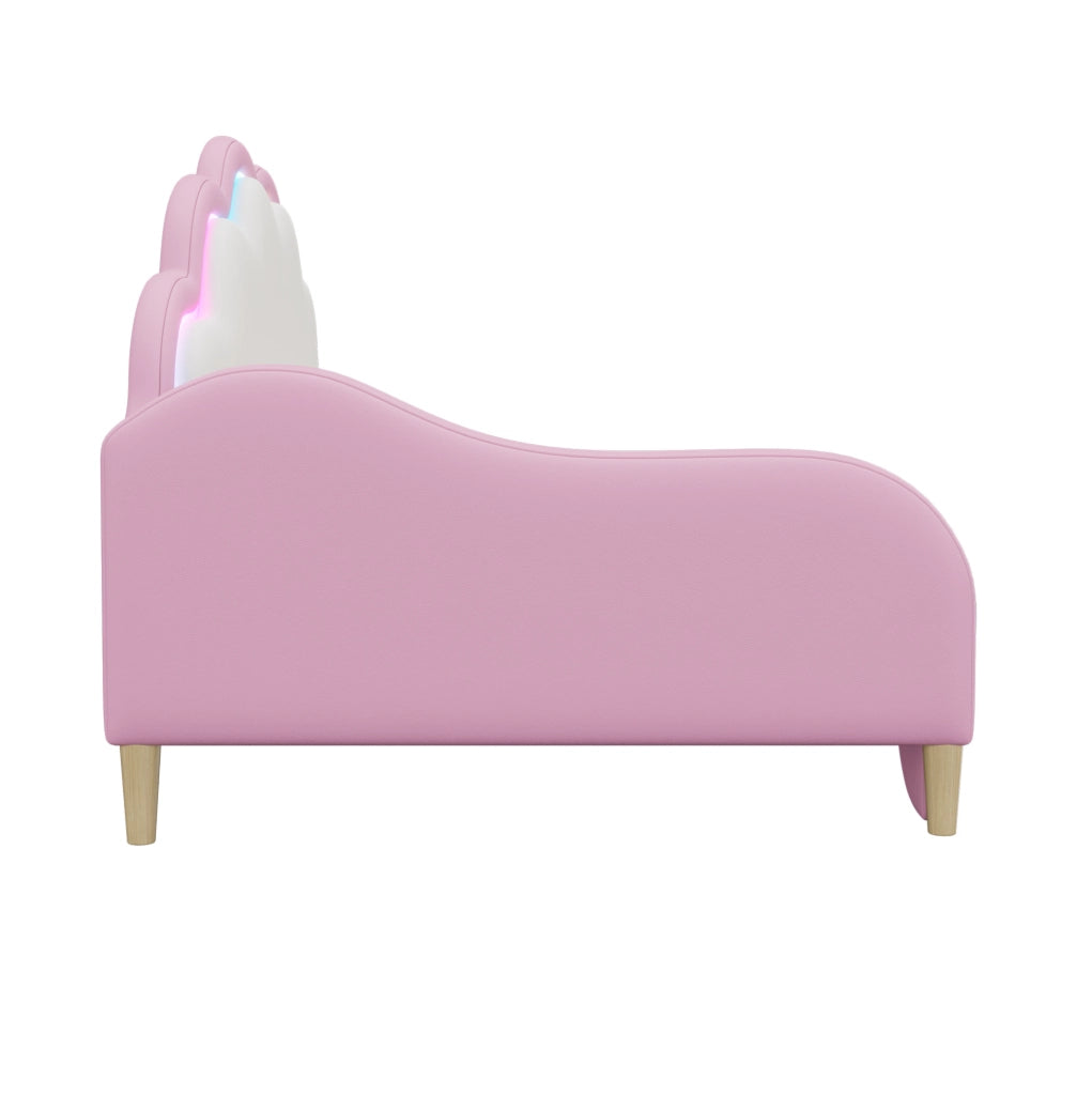 Letto sofa bed 140x200 cm con testiera LED; PU rosa