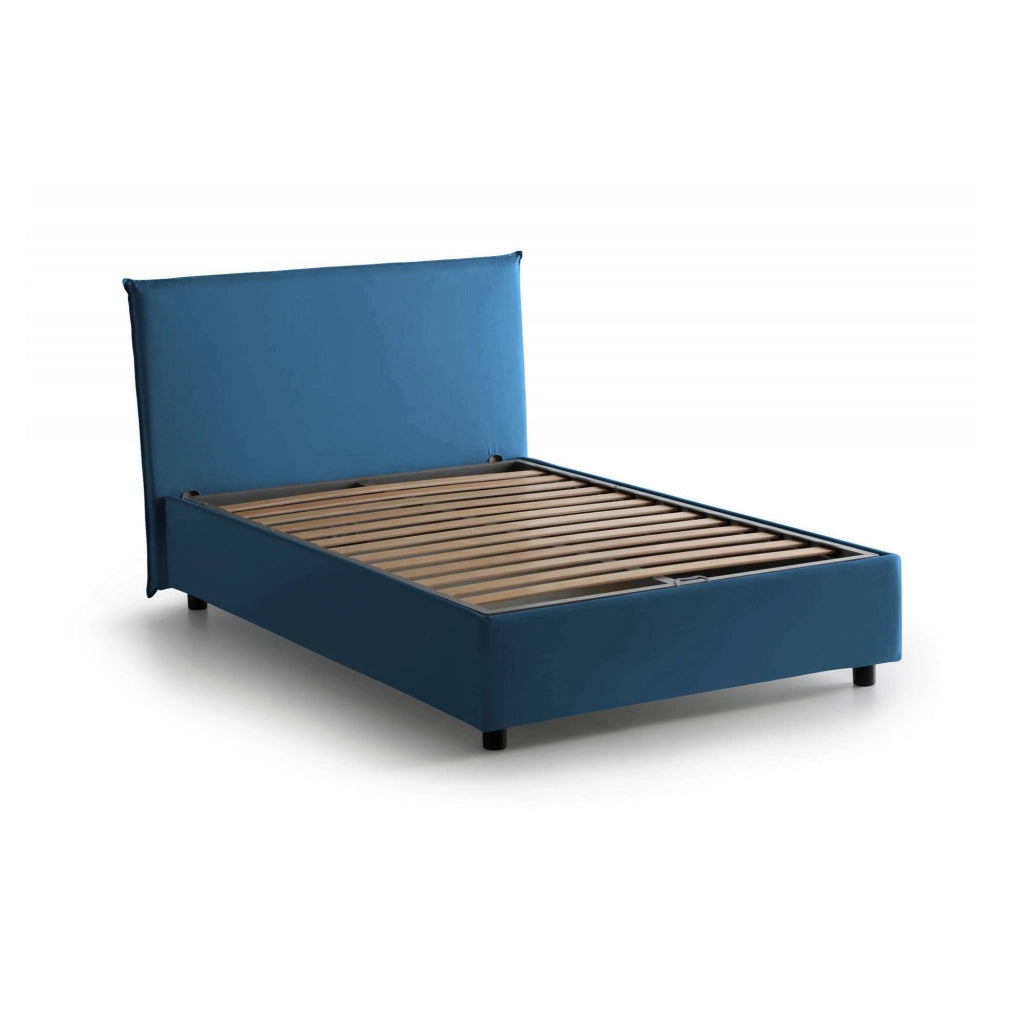Anissa, Letto Piazza e Mezza Sfoderabile Made in Italy, blu