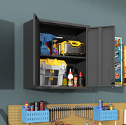 Armadio da Parete in Metallo con 2 Porte Serrabili e Ripiano Regolabile, 77x75x30 cm, per Garage e Ufficio