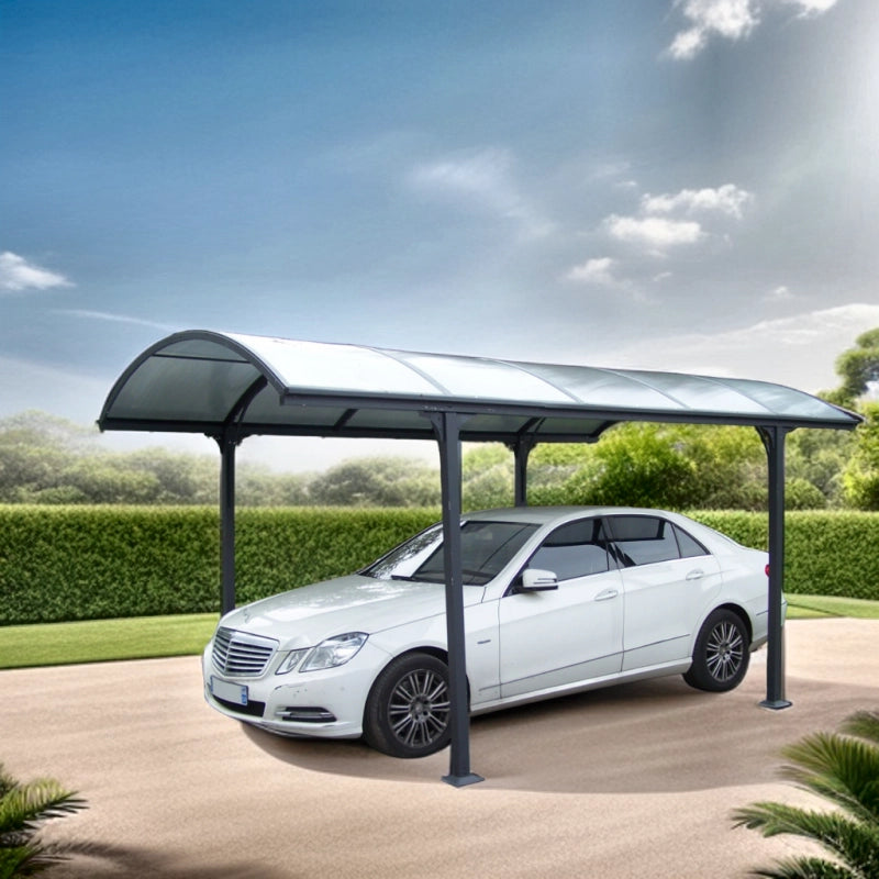 Tettoia per auto da giardino in alluminio 485x301 cm – copertura auto carport con tetto policarbonato 6 mm – grigio antracite – CAR3048ALRPT Foresta