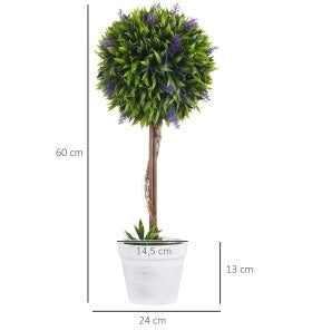 Set 2 piante artificiali ULEVR lavanda 60 cm con vaso e muschio decorativo, verde