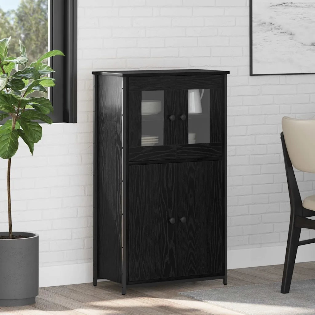 Credenza | Madia | Buffet da pranzo | Armadio da pranzo Rovere Nero 62 x 32 x 106,5 cm Legno multistrato