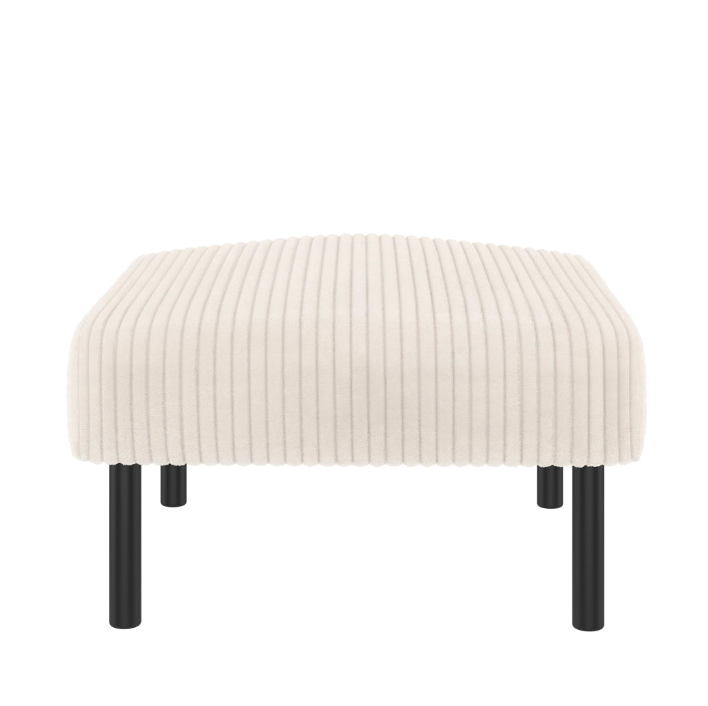 Pouf in velluto a coste con struttura metallica – 56x51x39 cm – versatile come poggiapiedi, seduta o tavolino