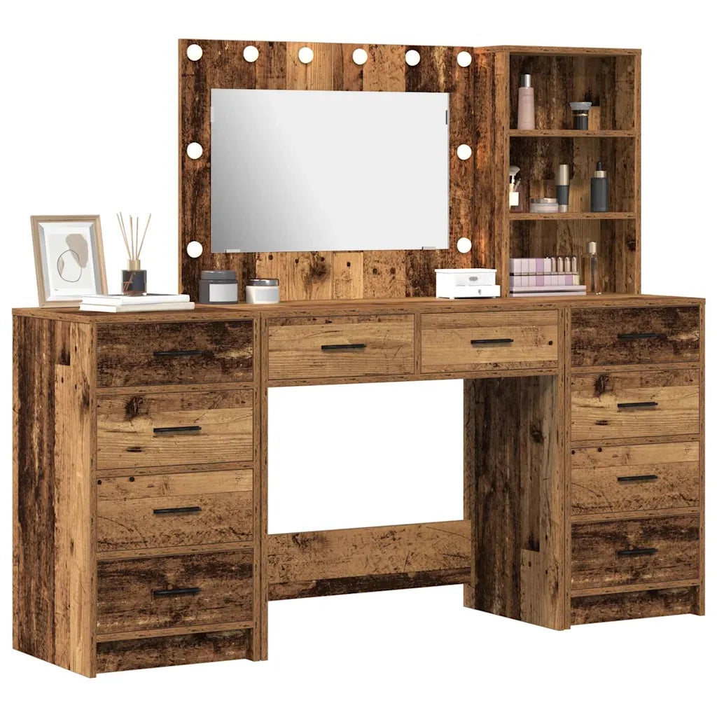 Toeletta | Tavolo da Trucco con cassetto 3 pz Marrone 40 x 41 x 135 cm