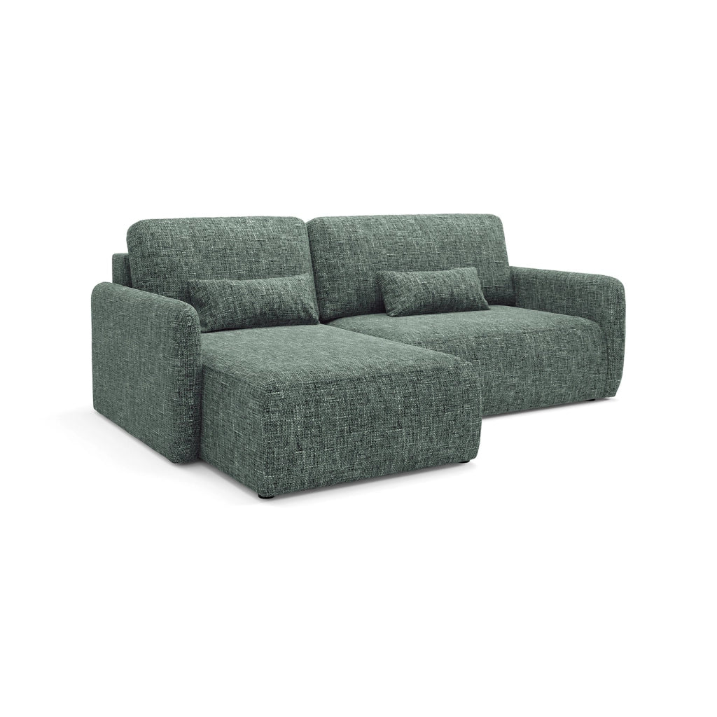 Pagno, Divano Letto con Penisola Contenitore, 207x148 cm Verde Salvia