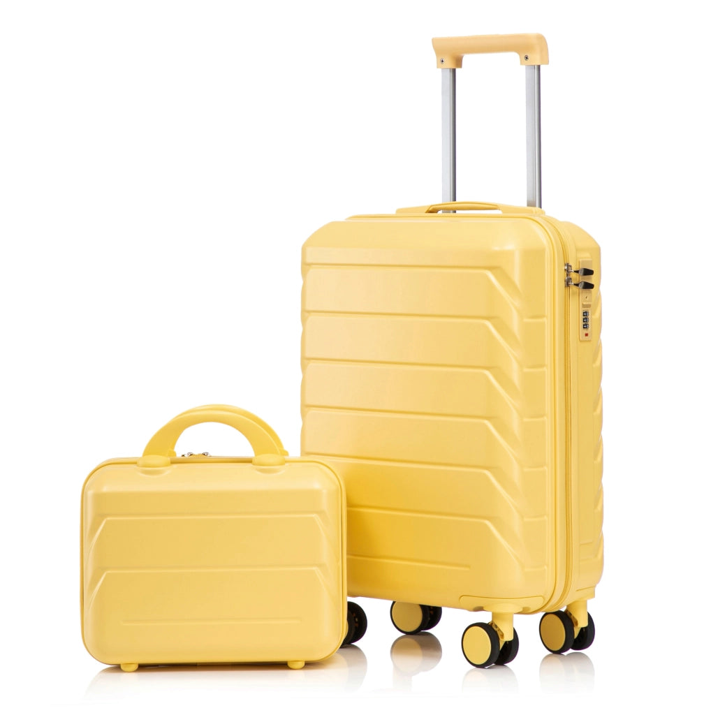 Set valigie rigide 19 pollici con beauty case 14 pollici in ABS giallo HOMVRA