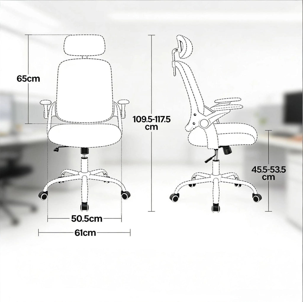 Sedia da ufficio 63,5x47x109,5-117,5 cm metallo, tessuto blu, regolabile