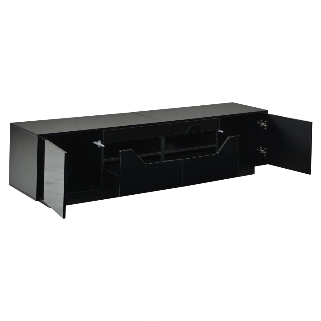 Mobile TV con LED e cassetti ¨C Minimal ¨C Nero lucido 180x40x45