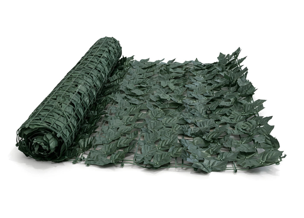 Rotolo Edera Finta Sempreverde Siepe Foglie Ornamentali Frangivista Coprente Per Recinzione - 1.5hx20mt - Verde