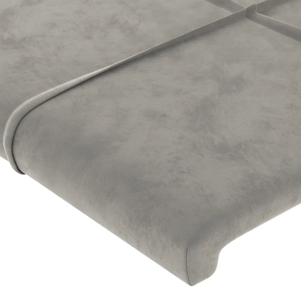 Testiera | Testata ad Orecchio Grigio Chiaro 163x16x78/88 cm in Velluto