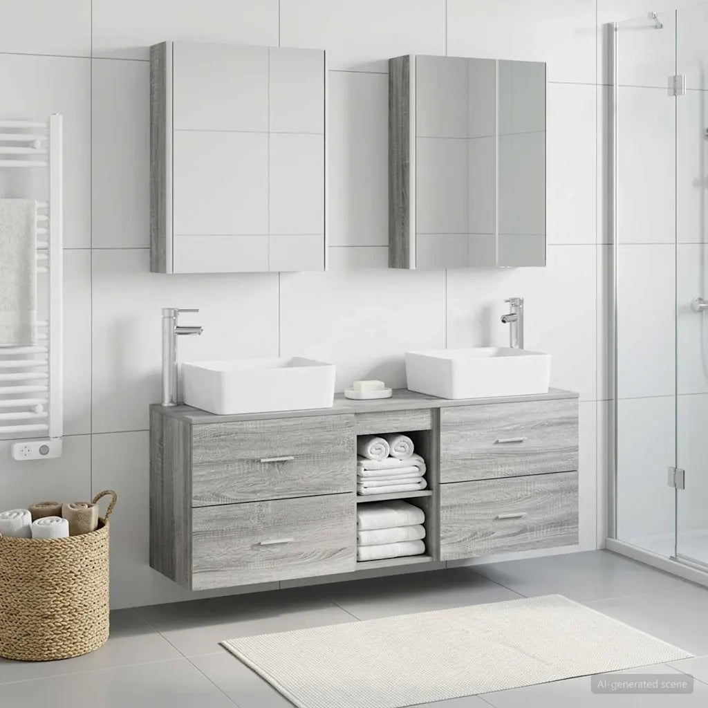 Set di mobili per il bagno 5 pcs Sonoma grigio 3406852