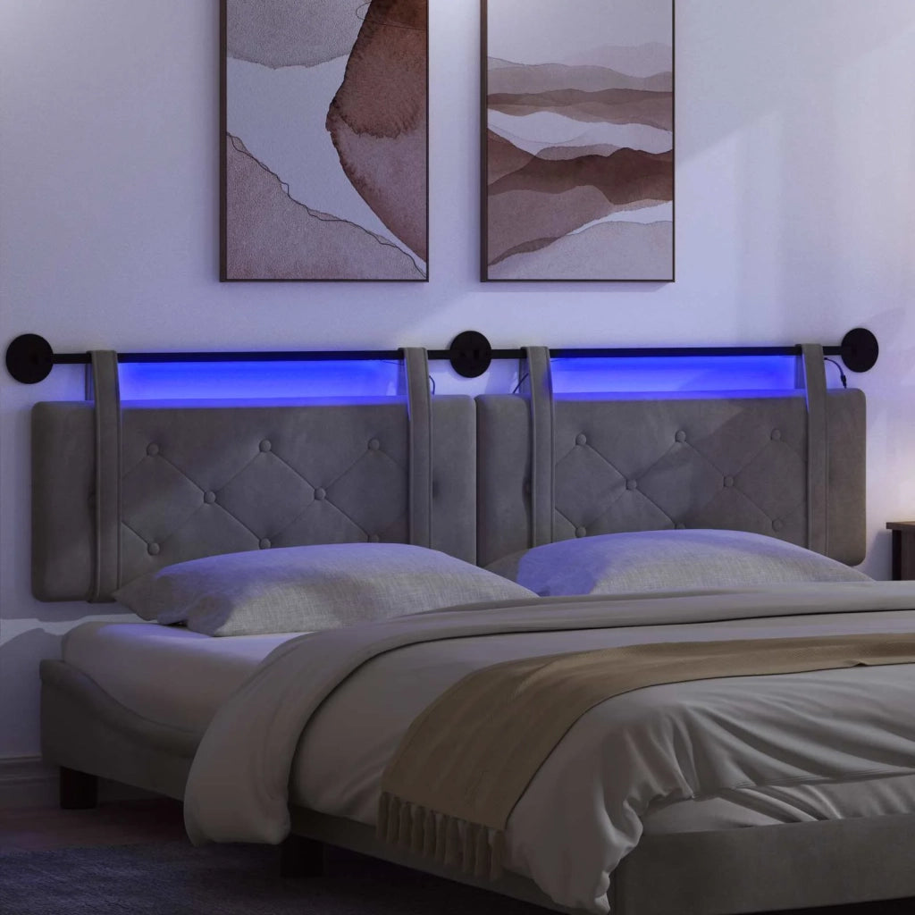 Testiera | Testata sospesa Con luce LED Grigio Scuro Velluto