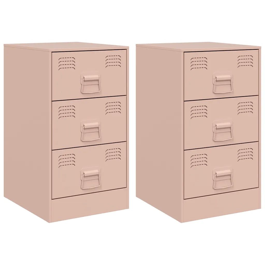 Comodini 2 pz Rosa 34,5x39x62 cm in Acciaio