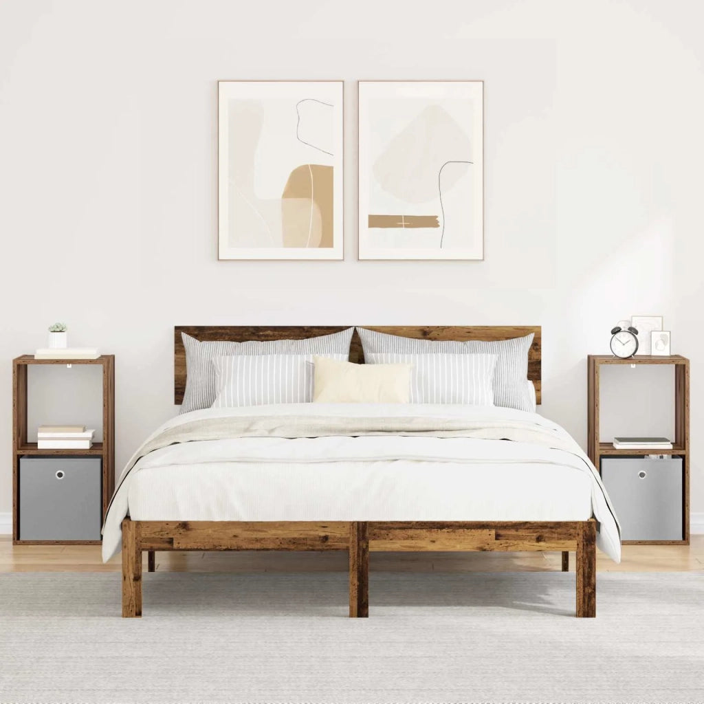 Comodino con cassetto 2 pcs Legno vecchio 35 x 32 x 68,5 cm 8000641