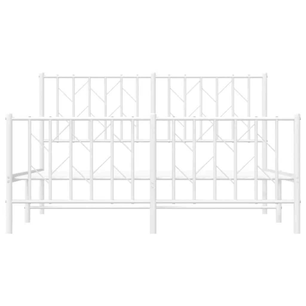 Giroletto con Testiera e Pediera Metallo Bianco 135x190 cm 374503