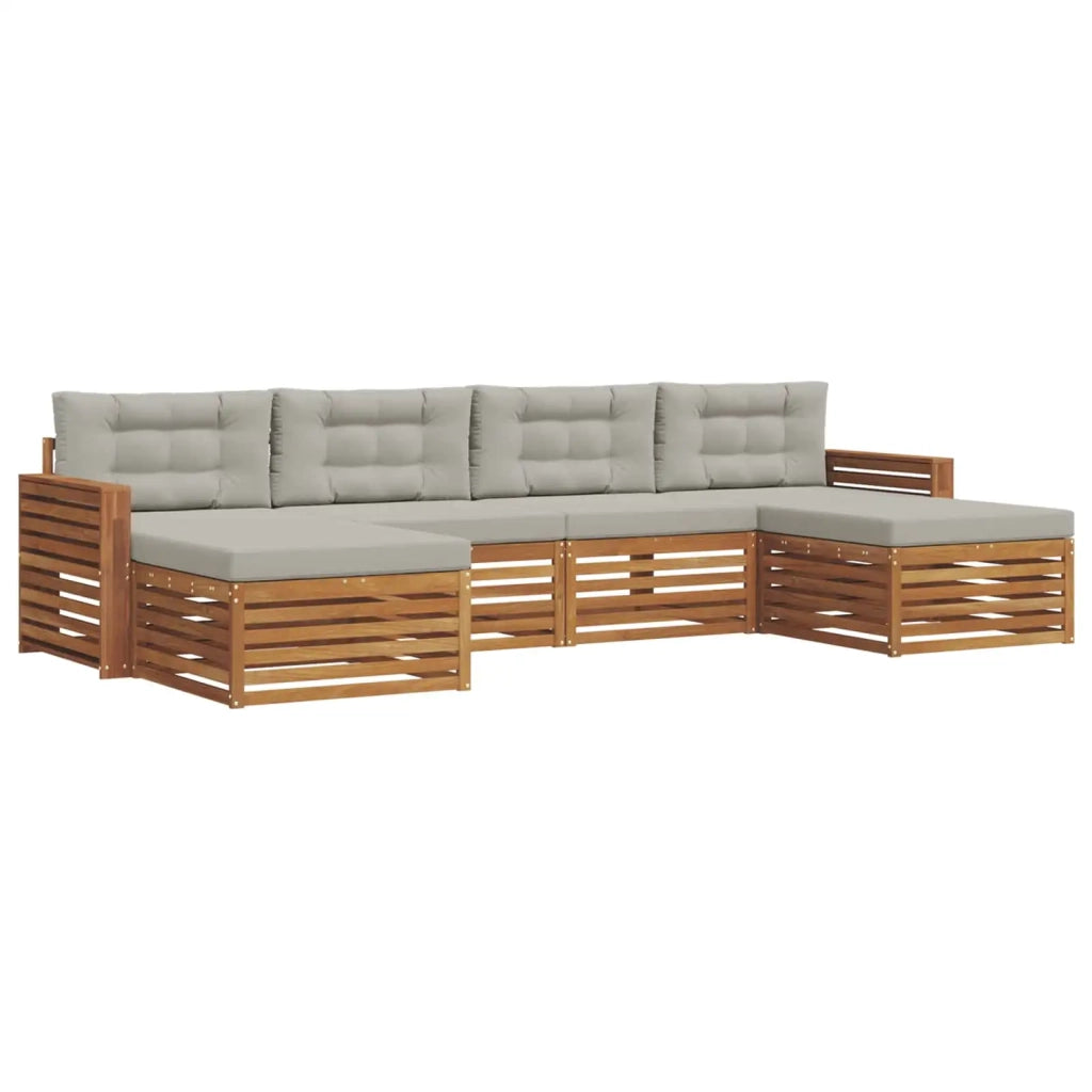 Set divani con cuscino 6 pcs Grigio Naturale e Chiaro 3373906