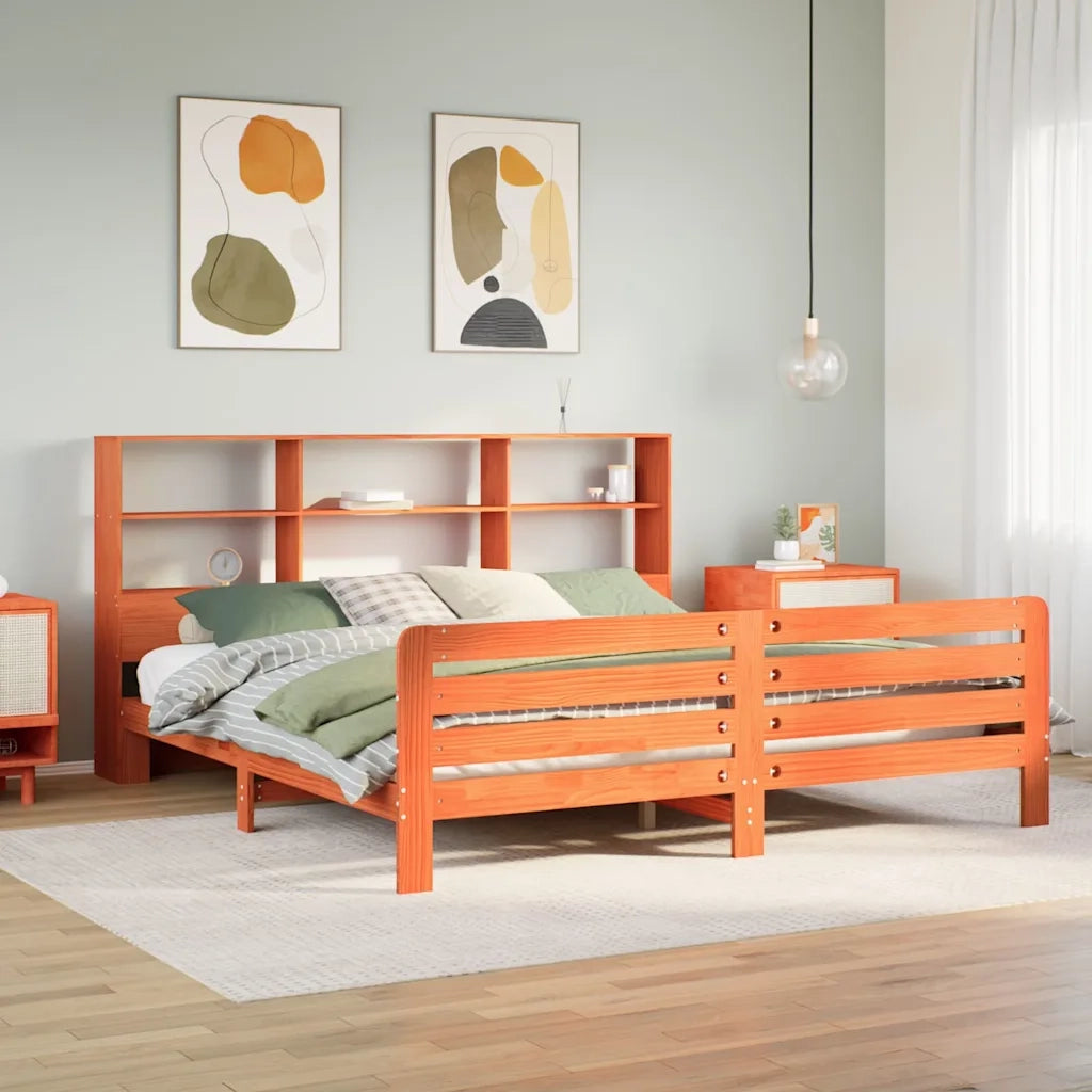 Giroletto senza Materasso Marrone Cera 200x200 cm Legno di Pino 3309937