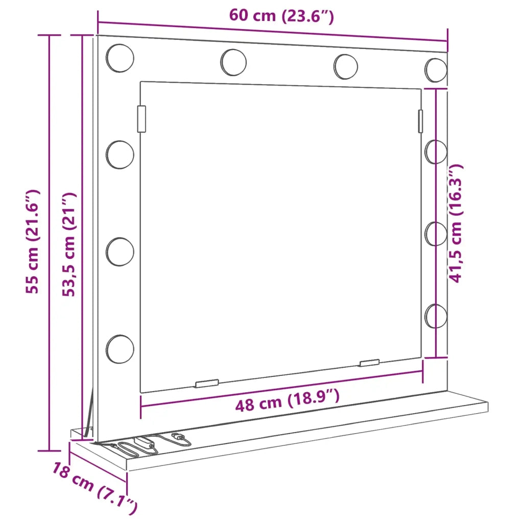 Specchio da Vanit¨¤-Specchio da Trucco Grigio Sonoma 60 x 55 x 18 cm