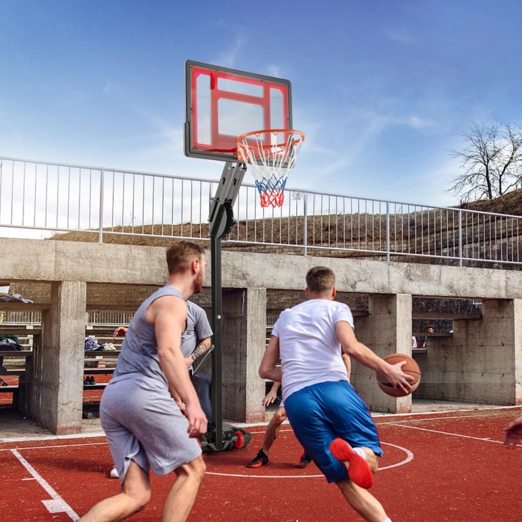 Canestro regolabile e porta palloni da basket a 3 livelli supporto, Porta da pallacanestro portatile e porta struttura metallica