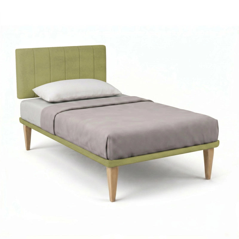Letto imbottito Singolo 80x190 cm Vertical - Con rete,Microfibra,Tè verde