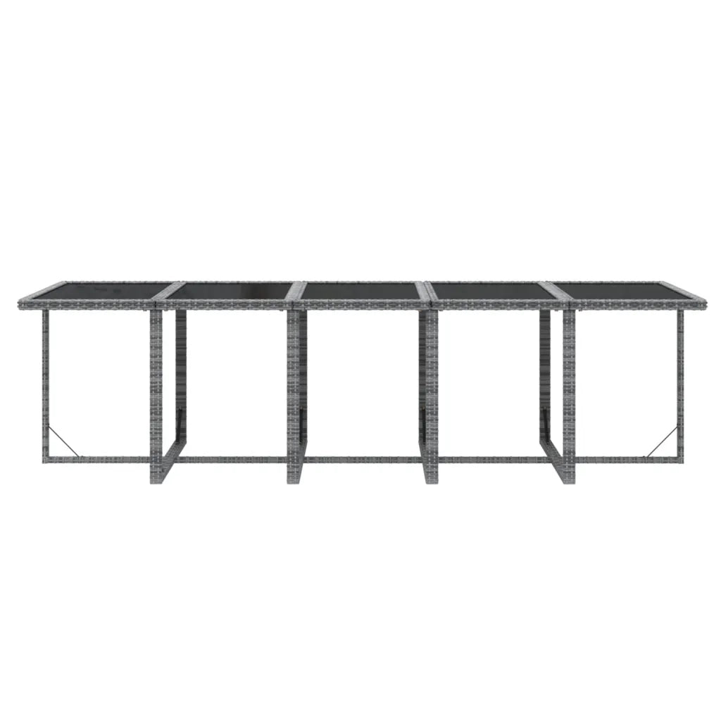 Set Pranzo da Giardino 11 pz con Cuscini in Polyrattan Grigio 3095590
