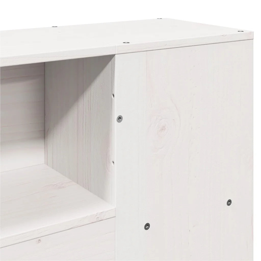 Testiera con Ripiani Bianca 140 cm in Legno Massello di Pino 855631