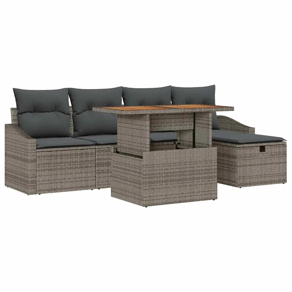 Set Divano da Giardino 6 pcs Grigio polyrattan