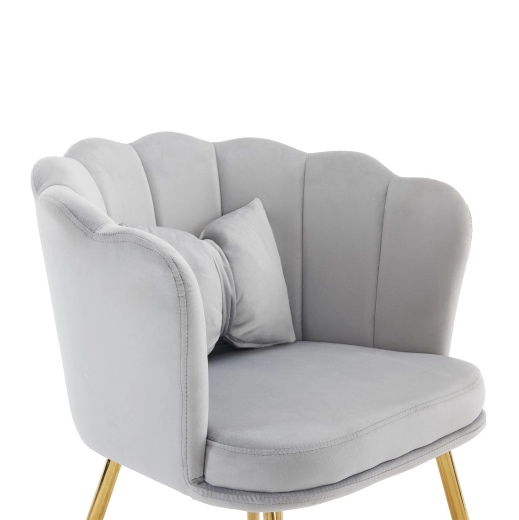 Set di 6 sedie in velluto grigio 63x58x77 cm con cuscini e gambe in metallo