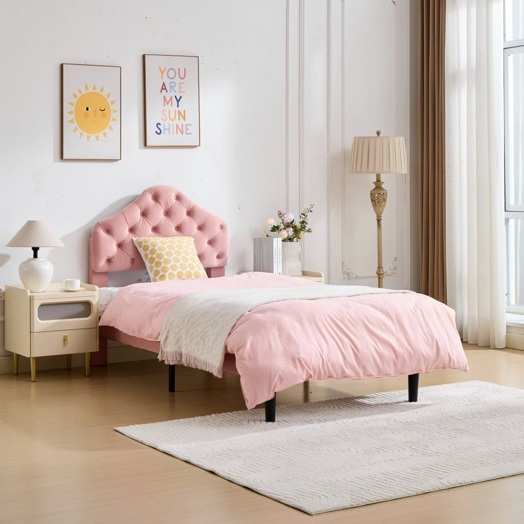 letto imbottito velluto rosa 90 x 200 cm