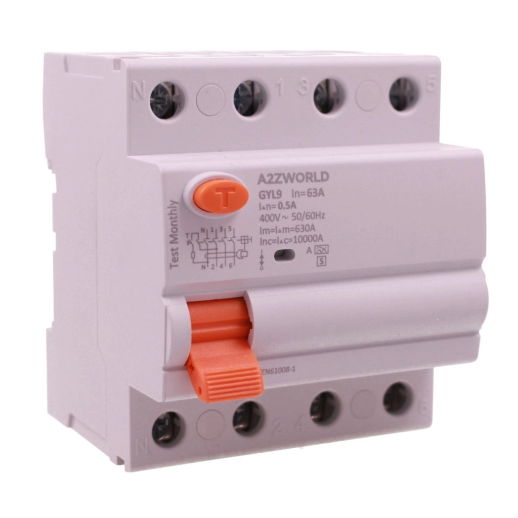 RCCB Interruttore Differenziale Selettivo Tipo A S 500mA/0.5A 3P+N 4M 10kA AC 400V IP20 Elettromeccanico IEC61008-1 GYL9, Corrente Disponibili 63A 100A (63A)