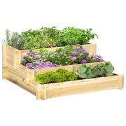 Giardino Orto Rialzato Legno Massello 3 Livelli ¨C Minimal ¨C 93x93x35 cm Effetto Legno Naturale