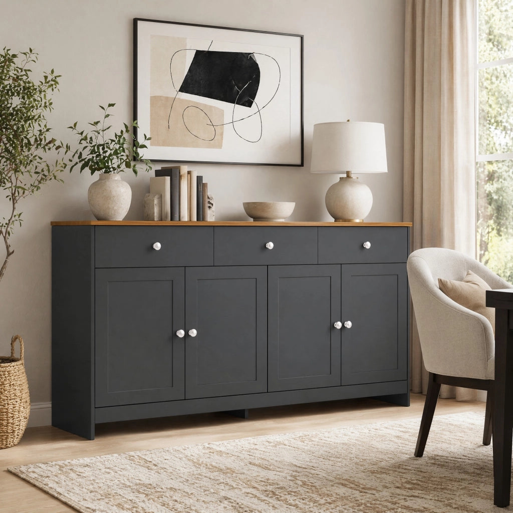 Credenza rustica 160 cm con 3 cassetti e 4 ante